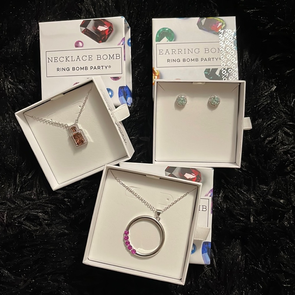 Ring Bomb Necklace and Earring Bundle